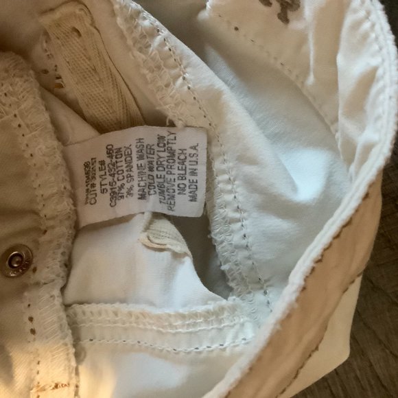 Cream Flare Pants Size 29 Pure Color Regular Length Contrast Stitching Cotton - Picture 7 of 7